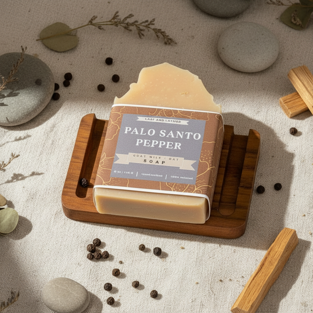 Palo Santo + Black Pepper | Goat Milk | Leaf and Lather | Artisan Soap Bar | 5 oz
