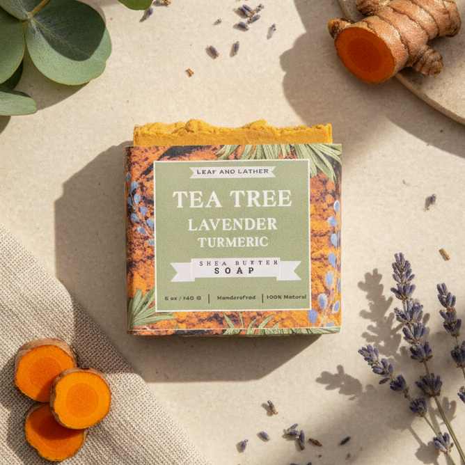 Tea Tree Lavender Turmeric | Clarifying & Brightening | Artisan Soap Bar - 5 oz