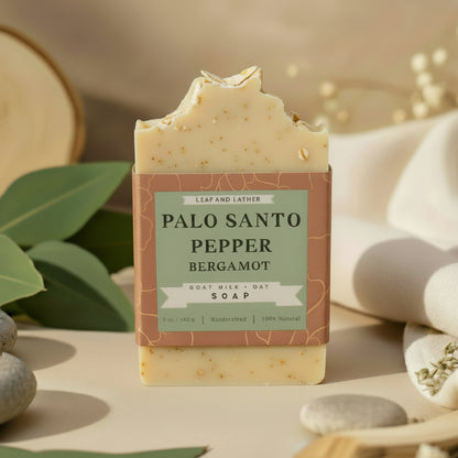 Palo Santo + Black Pepper + Bergamot with Goat Milk & Oats | Artisan Soap Bar 5 oz