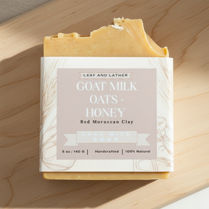 Goat Milk Oats & Honey Artisan Soap Bar | Soothing Homestead Soap | Leaf and Lather 5 oz