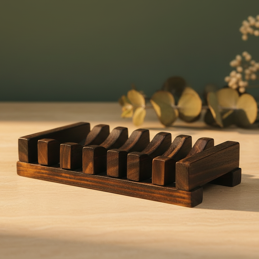 Self-Draining Bamboo Soap Dish | Eco-Friendly Soap Saver Tray