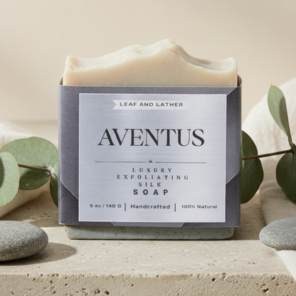 Aventus Luxury Essence Artisan Soap Bar | Cologne Inspired | Activated Charcoal & Dead Sea Clay | Leaf and Lather - 5 oz