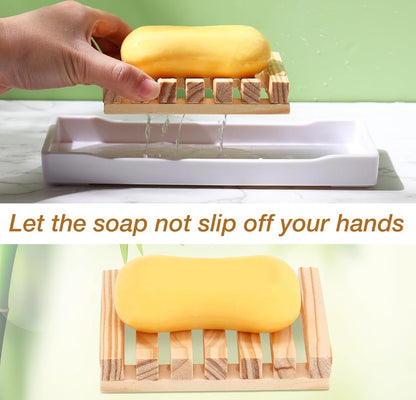 Self-Draining Bamboo Soap Dish | Eco-Friendly Soap Saver Tray