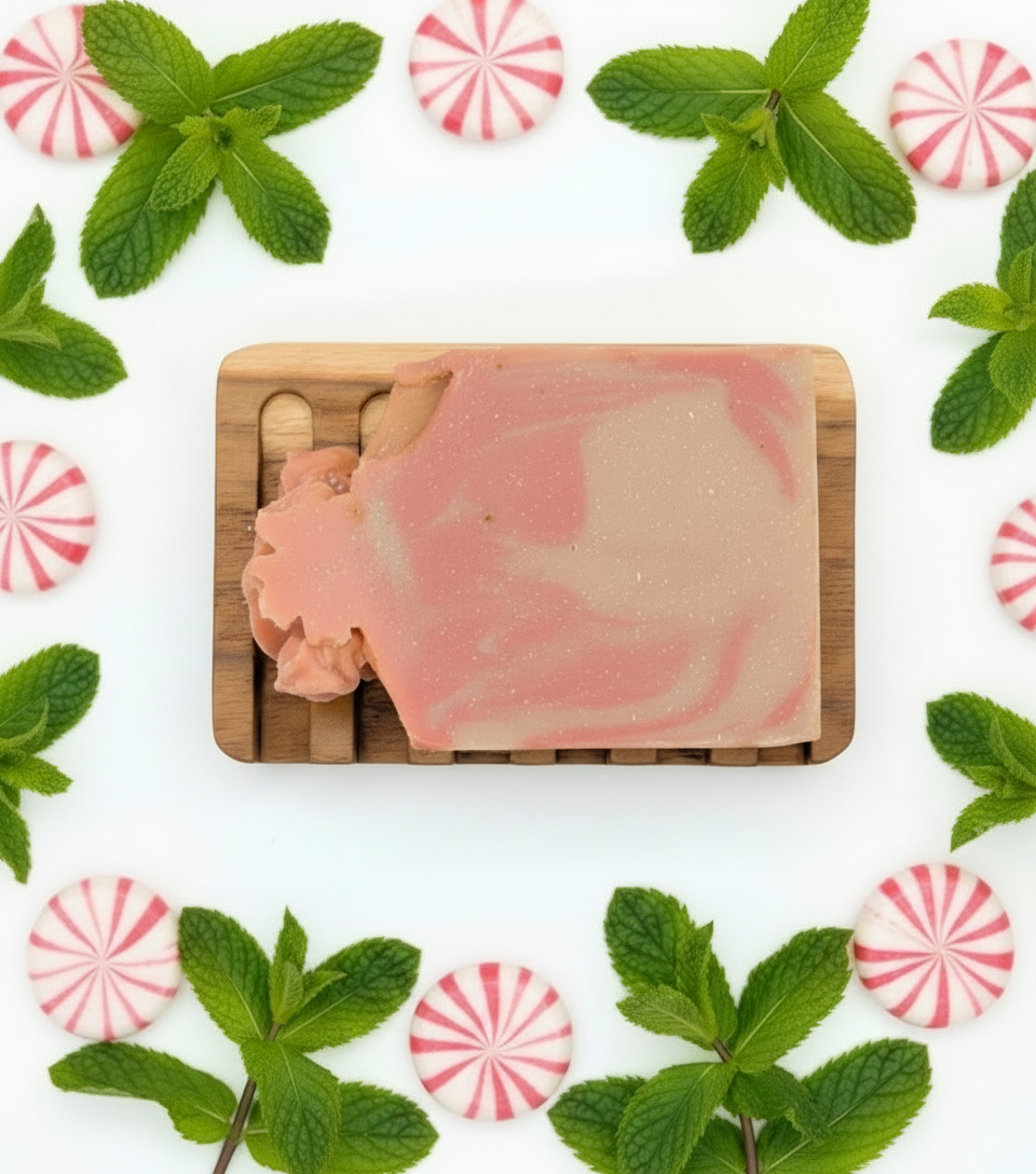 Peppermint Chocolate Cream | Christmas Artisan Bar Soap Bar| Leaf and Lather 5 oz