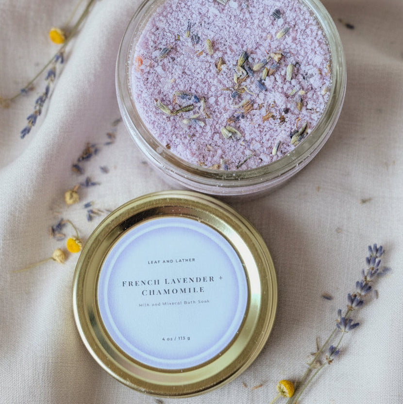 French Lavender + Chamomile - Milk and Mineral Bath Soak 4 oz