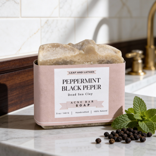 Peppermint Black Pepper Acne Soap Bar | 2% Salicylic Acid | Dead Sea Clay - 5 oz