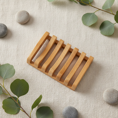 Self-Draining Bamboo Soap Dish | Eco-Friendly Soap Saver Tray