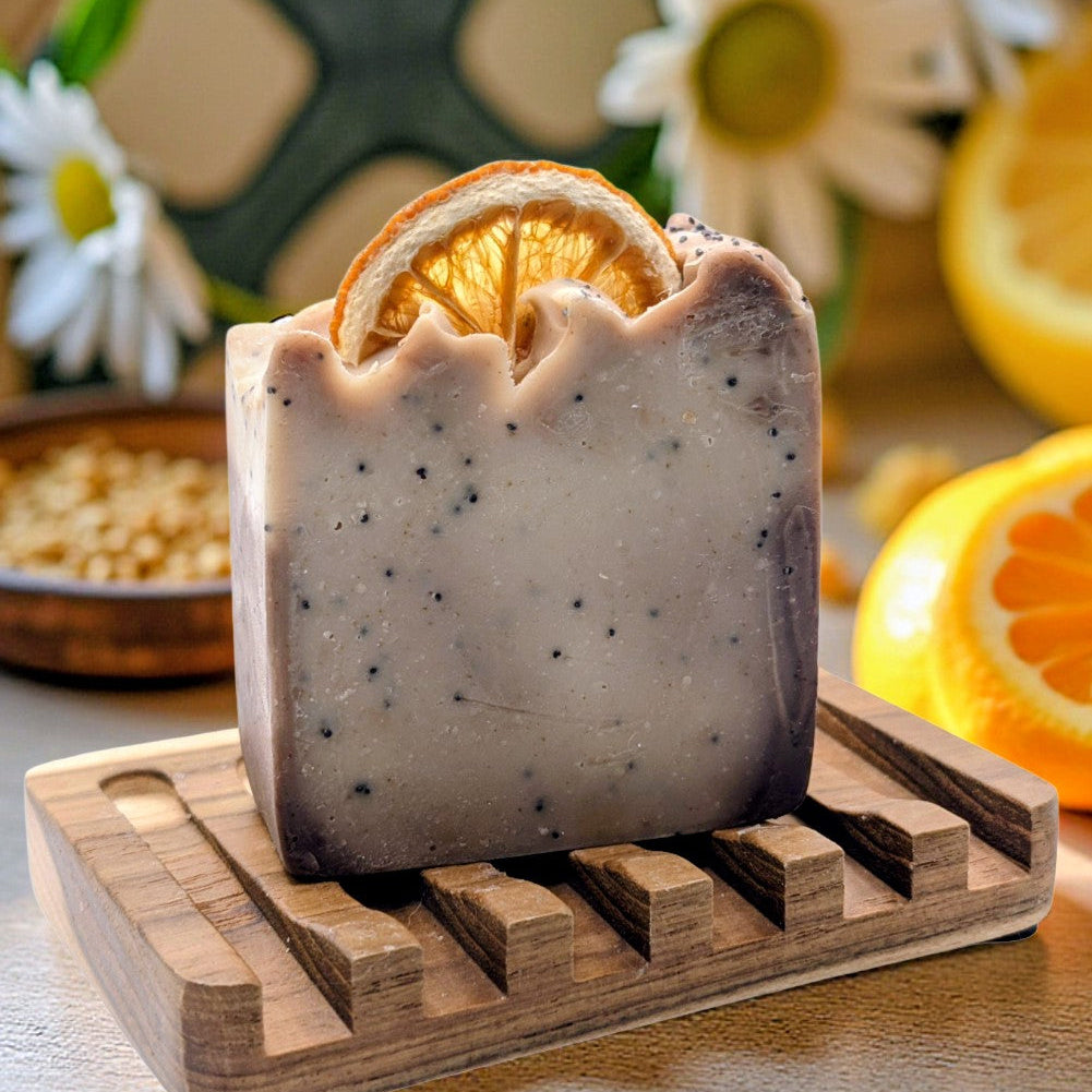 Lemon Poppyseed Cake | Exfoliating Citrus Vanilla Citrus | Artisan Soap Bar - 5 oz