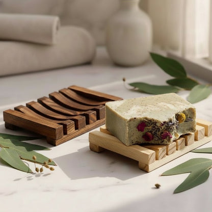 Self-Draining Bamboo Soap Dish | Eco-Friendly Soap Saver Tray