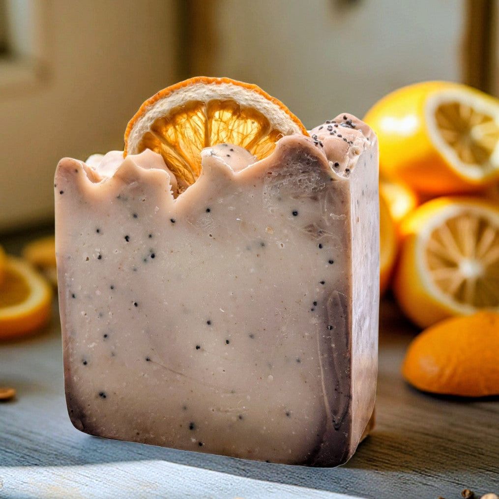 Lemon Poppyseed Cake | Exfoliating Citrus Vanilla Citrus | Artisan Soap Bar - 5 oz