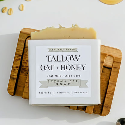 Bar of soap with a wooden coaster on a white background