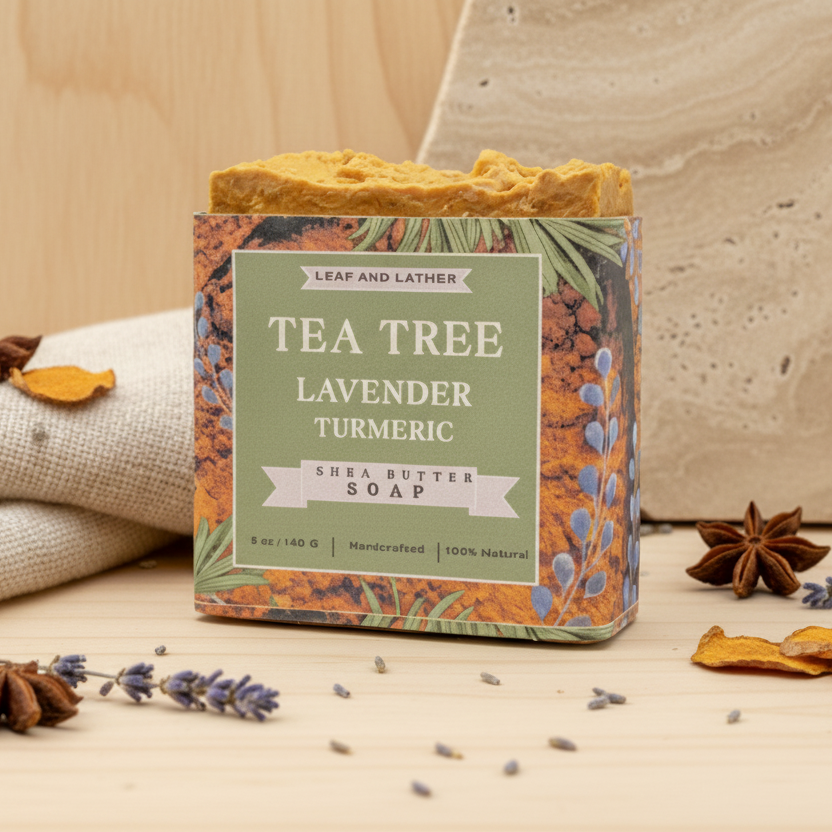 Tea Tree Lavender Turmeric  | Clarifying & Brightening | Artisan Soap Bar - 5 oz