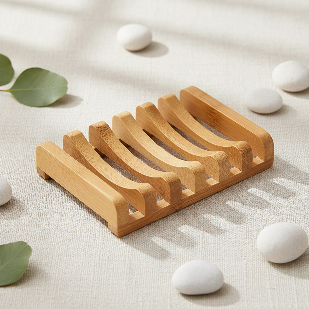 Self-Draining Bamboo Soap Dish | Eco-Friendly Soap Saver Tray
