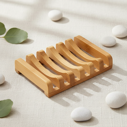 Self-Draining Bamboo Soap Dish | Eco-Friendly Soap Saver Tray
