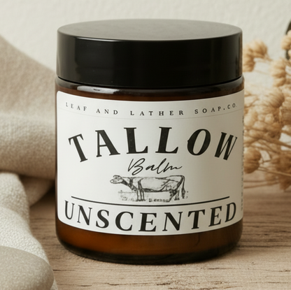 Leaf and Lather - Grass-Fed Tallow Balm Moisturizer | 4 oz - UNSCENTED