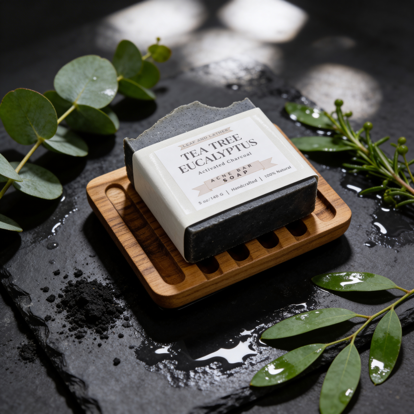 Tea Tree + Eucalyptus and Charcoal - Detoxifying Artisan Soap Bar 5 oz