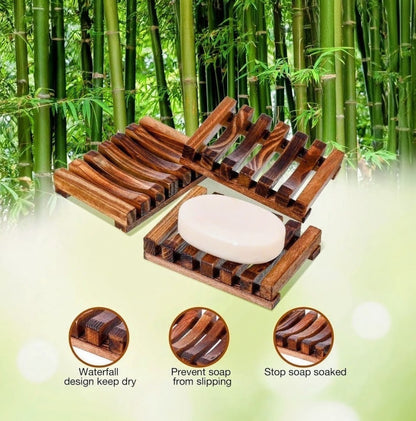 Self-Draining Bamboo Soap Dish | Eco-Friendly Soap Saver Tray