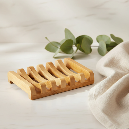 Self-Draining Bamboo Soap Dish | Eco-Friendly Soap Saver Tray