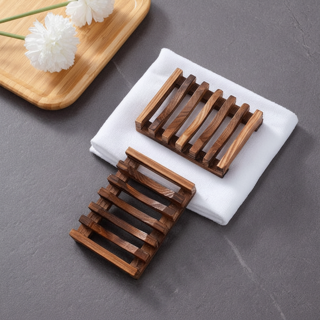 Self-Draining Bamboo Soap Dish | Eco-Friendly Soap Saver Tray